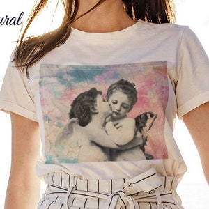 Vintage Cherub Angels Shirt, Cute Valentines Day Gift, Cupid Angel Tee, Boho Women&#39;s Clothing
