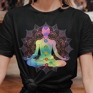 Yoga Meditation Shirt, Chakra Tshirt, Spiritual Inspirational Gift, Yoga Gift for Her