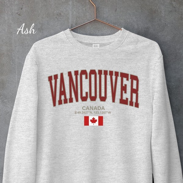 Vancouver Canada College Sweatshirt, Canada Vacation Sweater, Vancouver Student Gift, Vancouver Sports Fan, Vintage Vancouver Crewneck