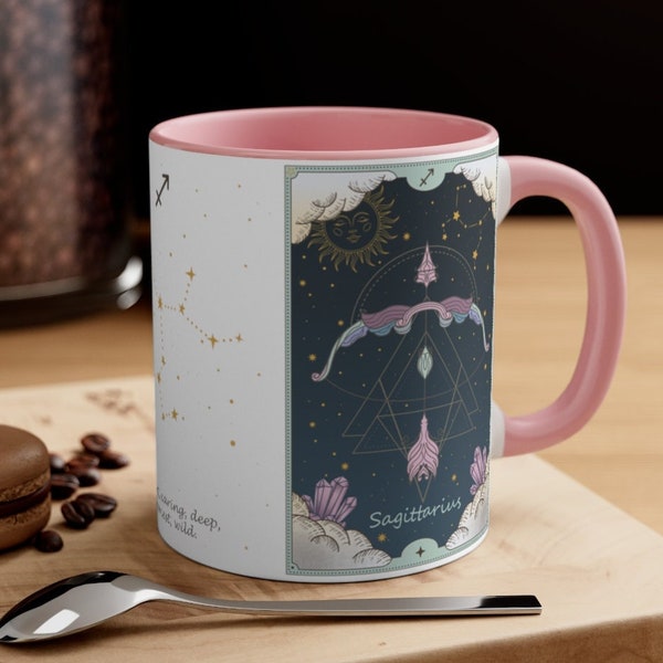 Sagittarius Zodiac Coffee Mug, Sagittarius Birthday Gift, Tarot Card Mug, Celestial Astrology Mug