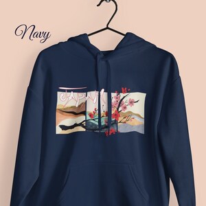 Sakura Landscape Japanese Hoodie, Aesthetic Japanese Sweatshirt, Japanese Landscape Hoodie, Japan Art, Japanese Clothing, Premium Sweater