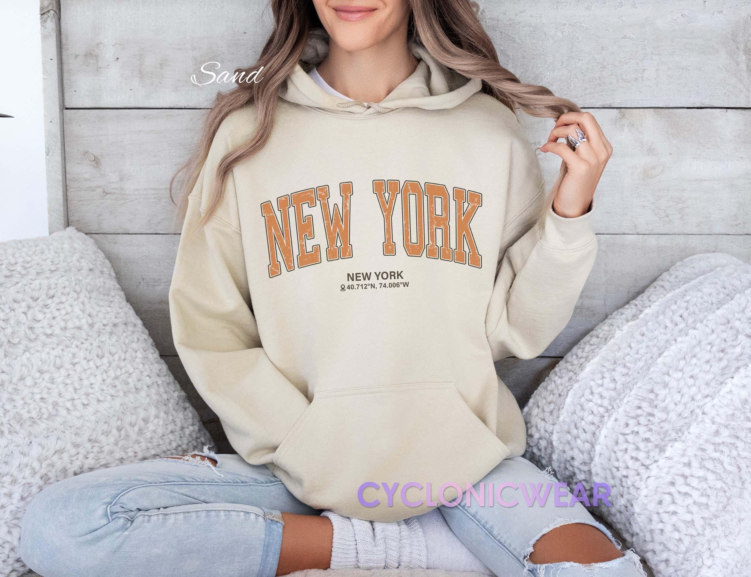 New York Vintage Style Hoodie, NYC College Sweatshirt, NYC Vacation Gift, New York Unisex Pullover, Sports Fan Souvenir