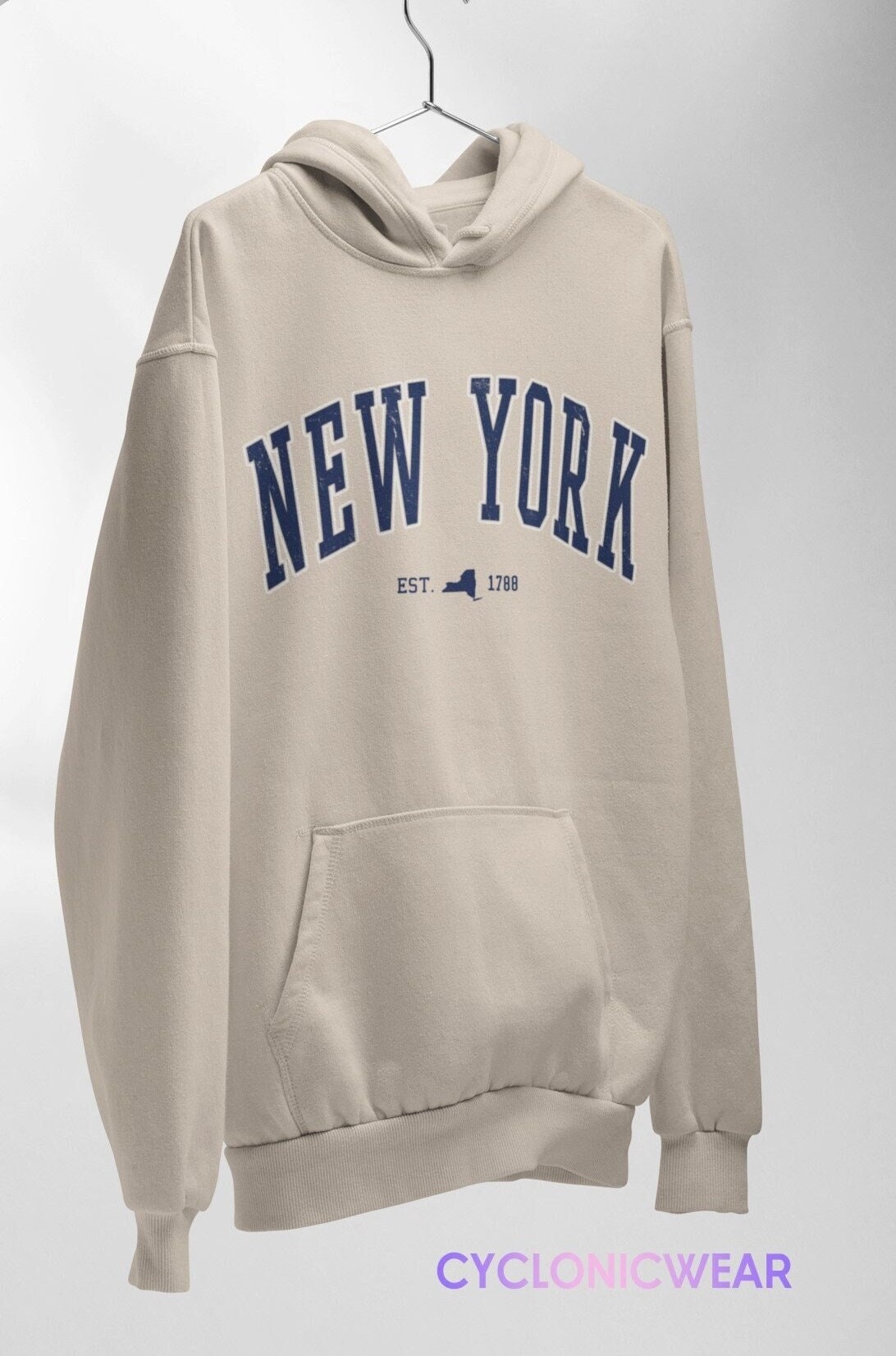 New York College Hoodie, Vintage Style Sweatshirt, New York Fan