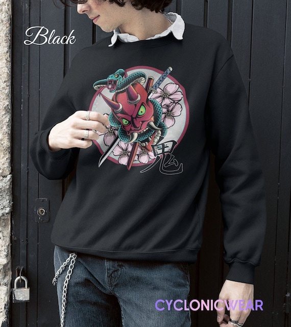 Oni Samurai Japanese Sweatshirt Japanese Streetwear Japanese Folklore Sweater Aesthetic Japan Clothing Yokai Unisex Sweater Etsy Canada