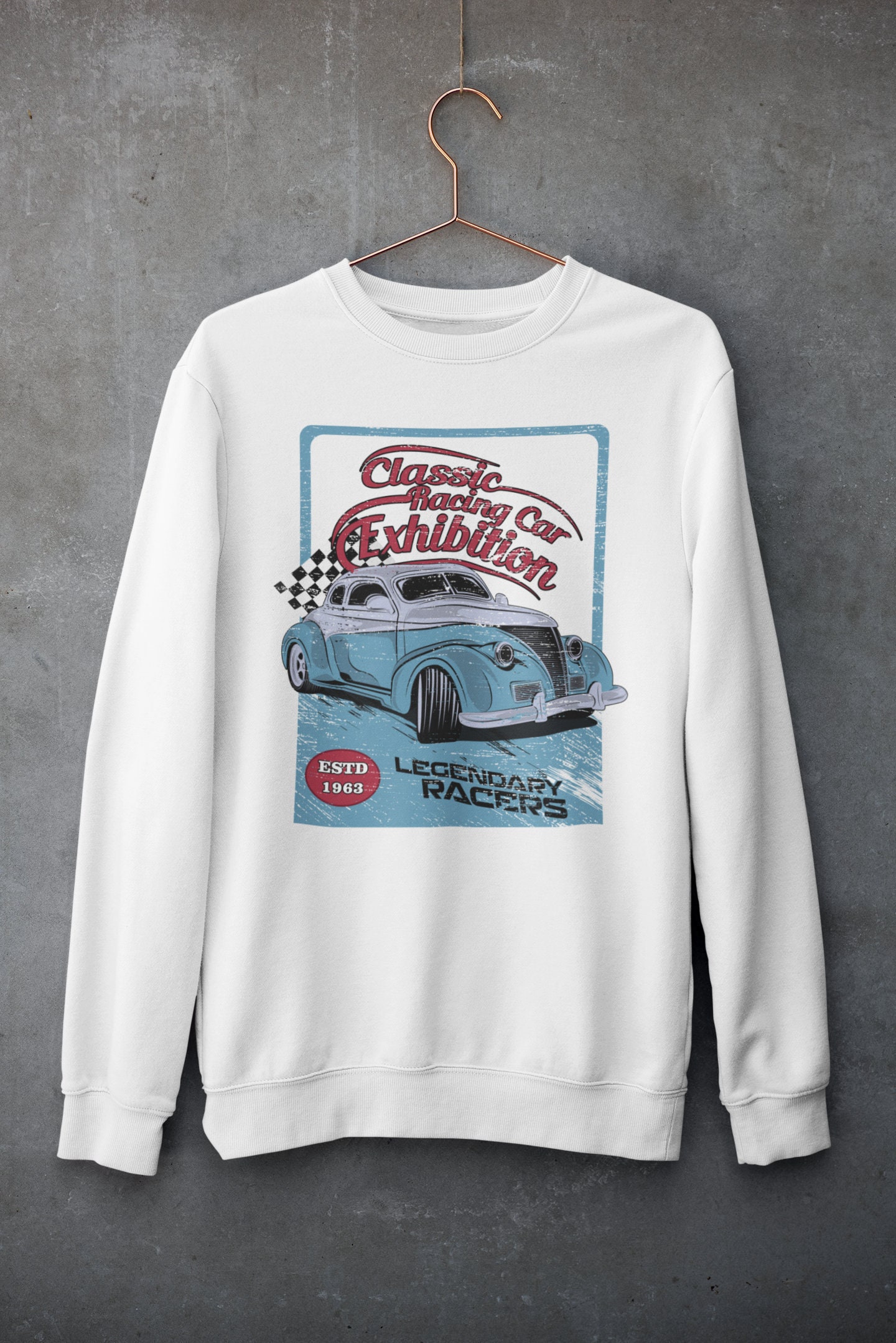 Vintage Race Car Sweatshirt Muscle Car Sweater Etsy