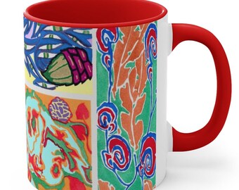 Colorful Coffee Mug, Art Deco Art Nouveau Vintage Style Ceramic Mug, Unique Original Gift Fine Art Coffee Mug, Coffee Mug Gift