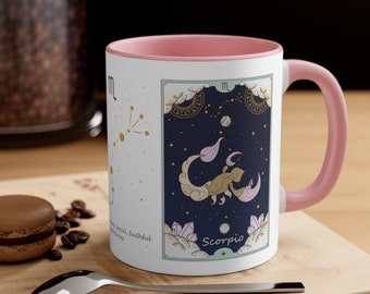 Scorpio Zodiac Tarot Coffee Mug, Scorpio Birthday Gift, Tarot Card Mug, Gift for Scorpio Mom, Astrology mug, Celestial Coffee