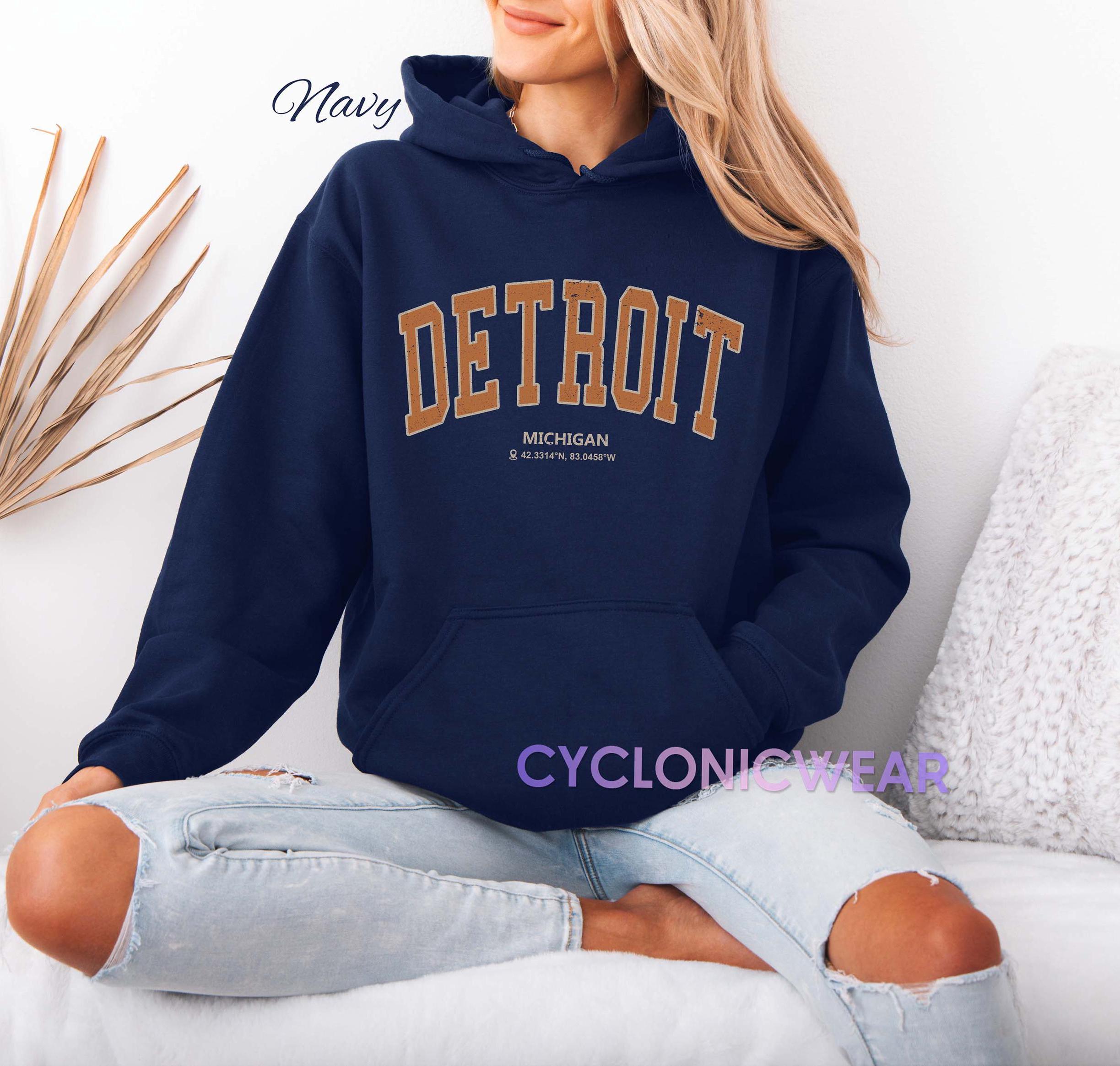 Sweat à capuche rétro Detroit Sweat-shirt confortable Michigan pour étudiants et voyageurs - France