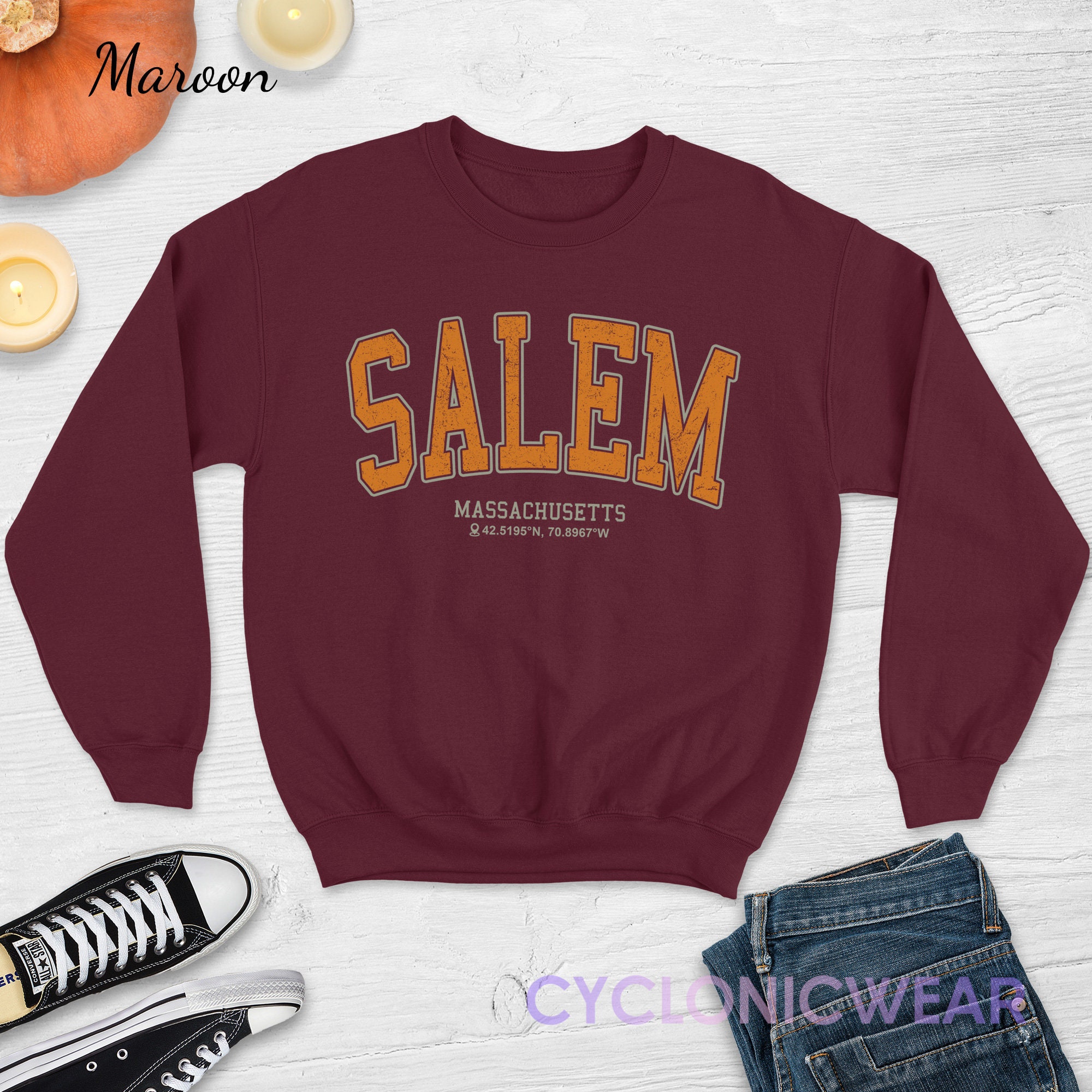 Discover Salem Massachusetts Sweatshirt, Salem Halloween Sweater, Salem Family Vacation Crewneck, Autumn Fall Pullover, Thanksgiving Unisex Crewneck