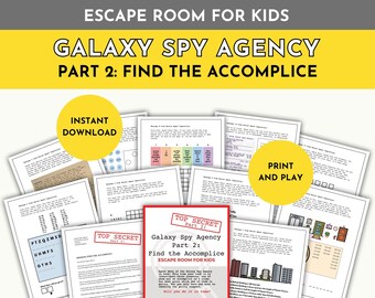 Printable escape room fun activity for kids, elementary children's classroom homeschool activity, rainy day mystery puzzle game for kids