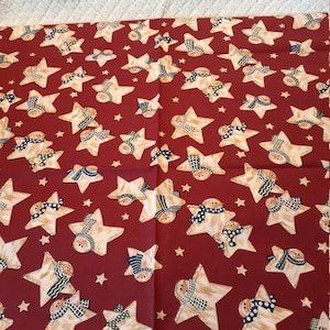 Snowman Stars Christmas Fabric 1 Yard 100% Cotton
