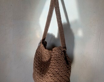 brown crochet shoulder bag - crochet handbag