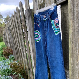 Geode Print Painted Jeans-Custom Jeans-Colorful Jeans-Women&#39;s Denim-Painted Mom Jeans