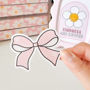 Pink Short Coquette Bow / coquette aesthetic stickers / hand drawn and glossy / perfect for laptops, hydro flasks & more / gifts for her