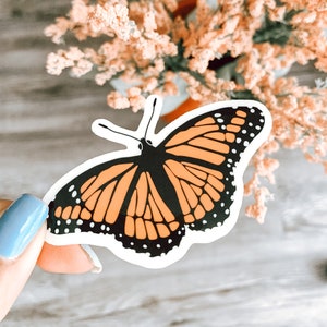 Monarch Butterfly Decal / cute sticker /  hand drawn glossy sticker / perfect for laptops, notebooks & more