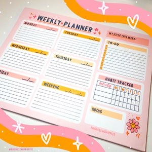 Cute Daisy Weekly Planner Pad // 8.5x11 Tear Away Notepad // to-do list, work life balance, productivity desk pad and everyday planner