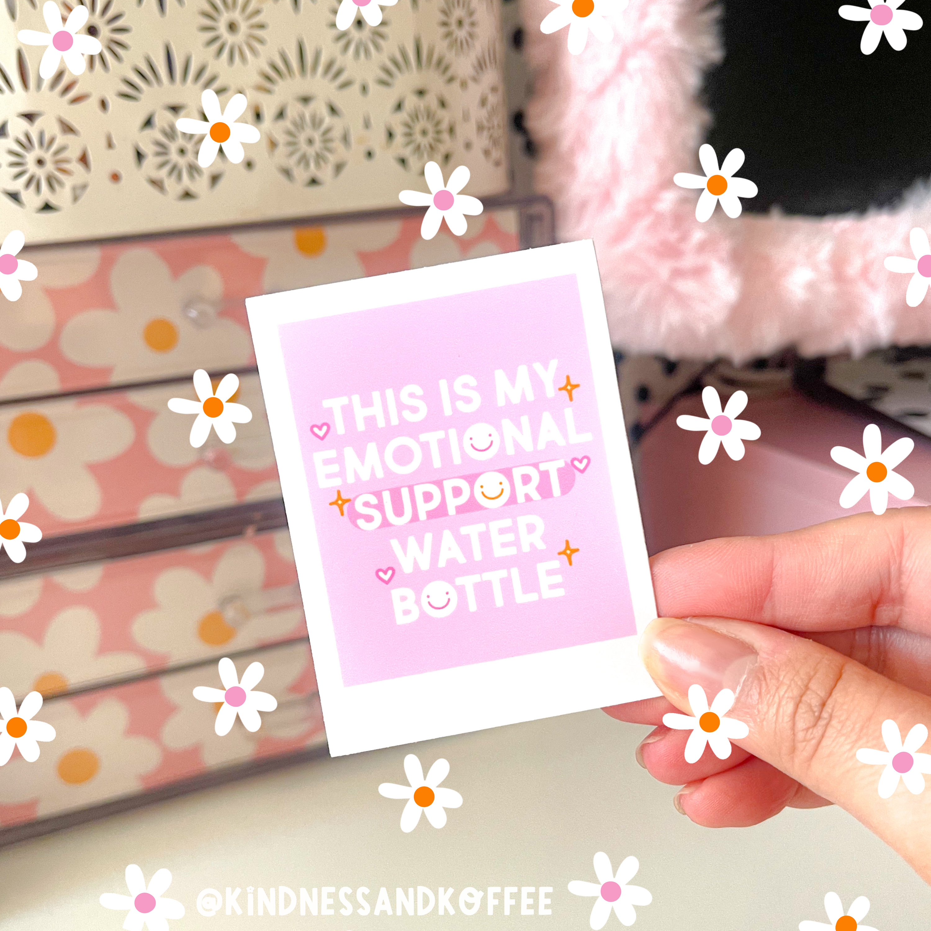 Emotional Support Water Bottle Sticker / Cute Mental Health Decals ...