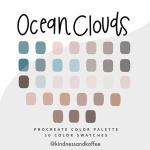 Ocean Clouds Procreate Palette / procreate swatches / iPad pro colors / instant download