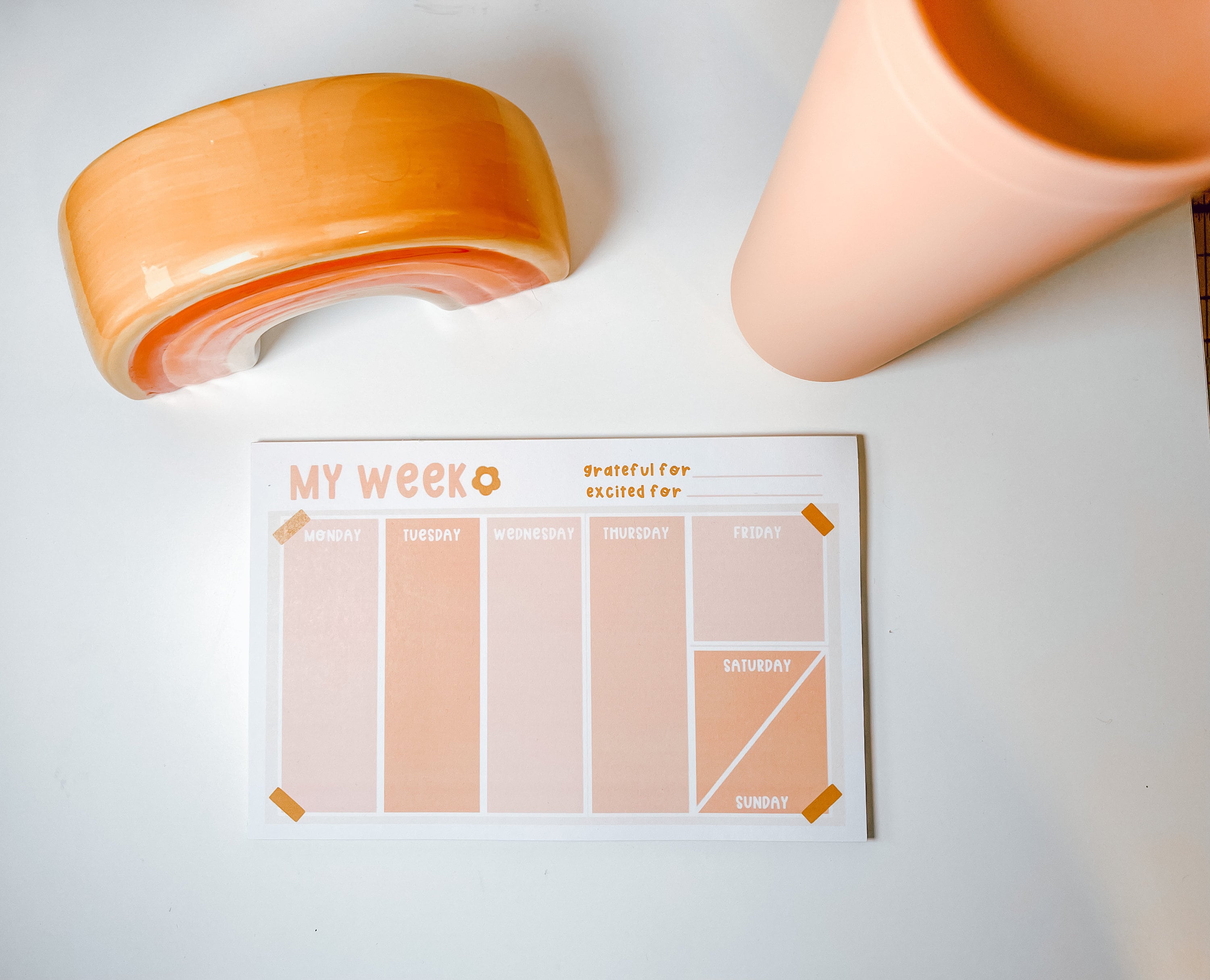 Small Weekly Planner Pad // Pink & Orange Tear Away Notepad // To-do ...