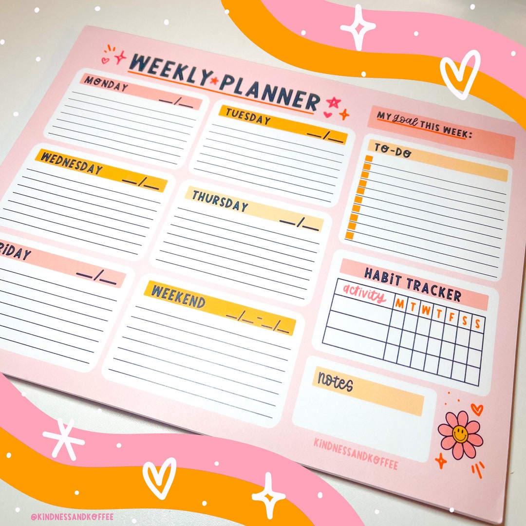 Cute Daisy Weekly Planner Pad // 8.5x11 Tear Away Notepad // To-do List ...