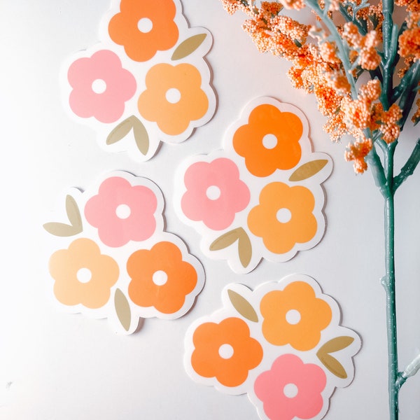 Daisy Bunch Sticker / floral decals / hand drawn and glossy / perfect for laptops, notebooks & more