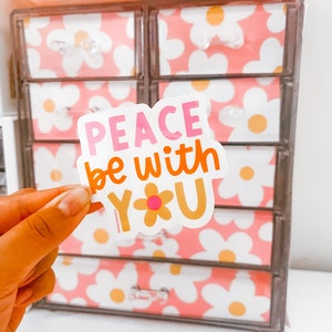 Sticker que la paix soit avec vous / Stickers encourageants inspirés de la foi / brillants dessinés à la main / parfaits pour les ordinateurs portables, cahiers et plus