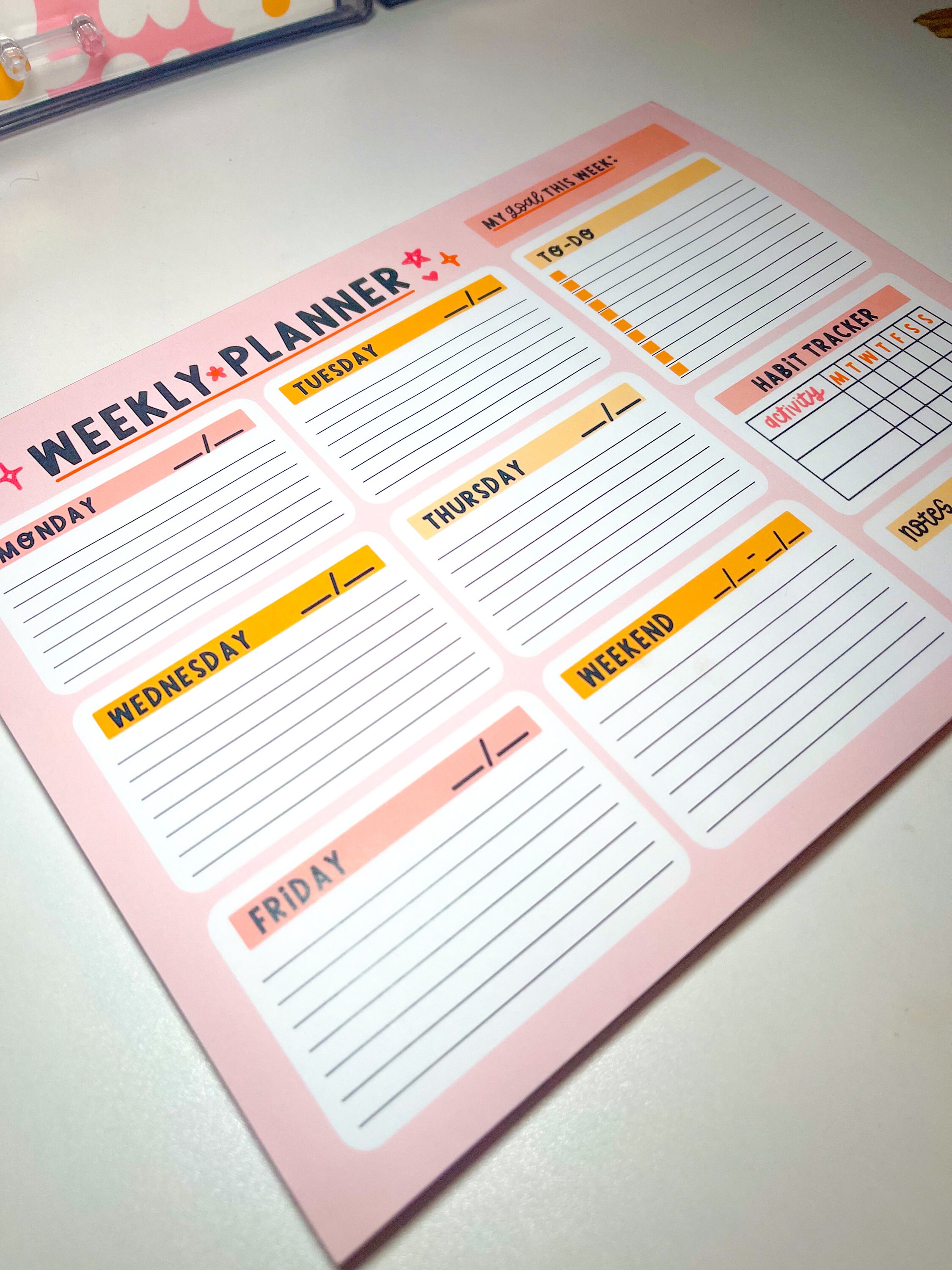 Cute Daisy Weekly Planner Pad // 8.5x11 Tear Away Notepad // To-do List ...