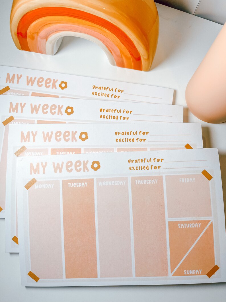 Small Weekly Planner Pad // Pink & Orange Tear Away Notepad // To-do ...