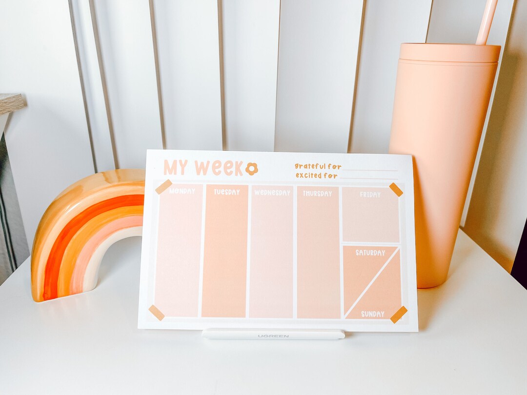 Small Weekly Planner Pad // Pink & Orange Tear Away Notepad // To-do ...