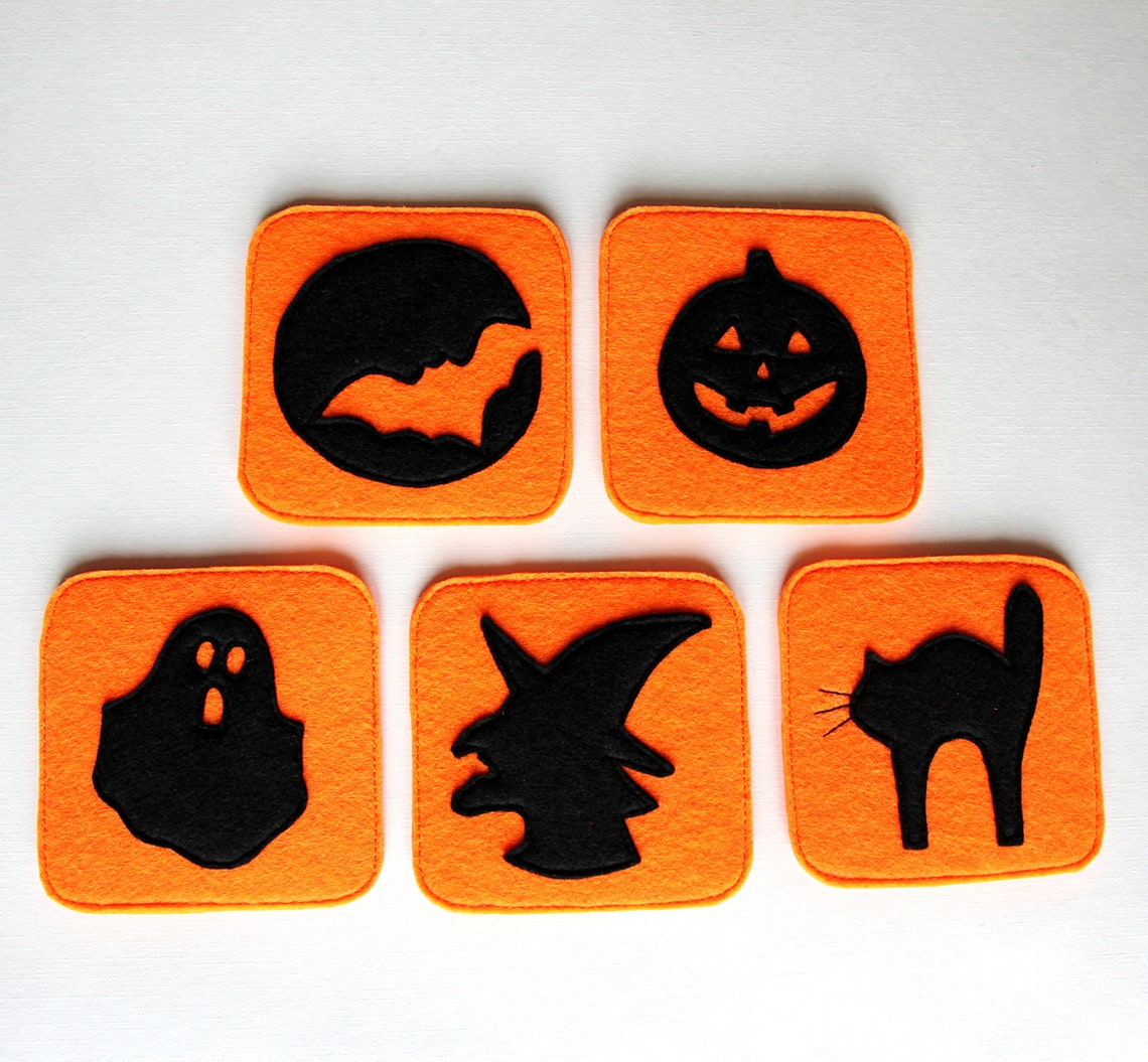 Coasters pattern. Halloween decor. Drink coasters Etsy