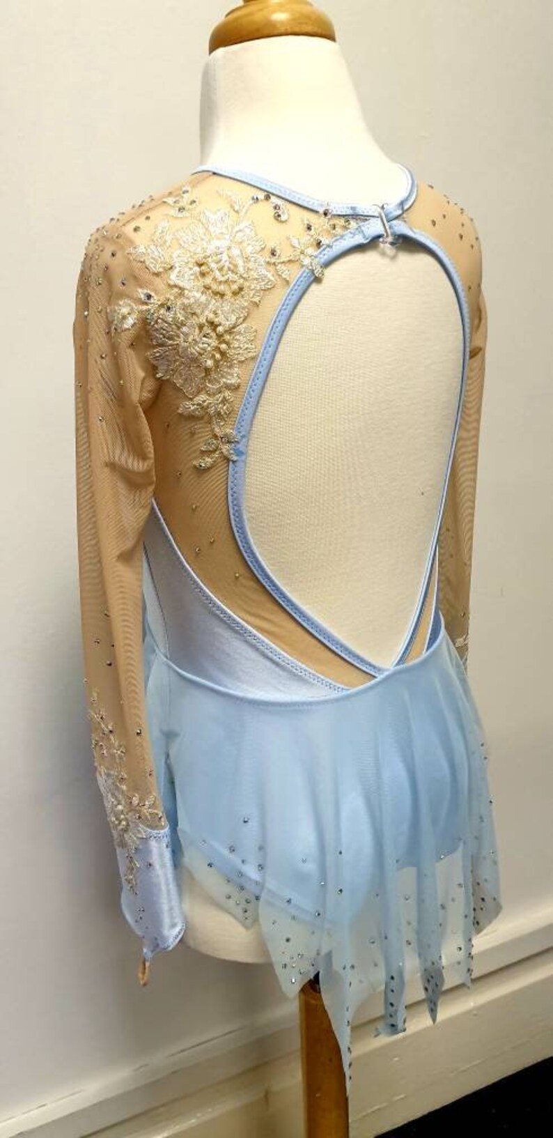 blue dance costume hand crafted custom dance costume Lyrical dance costume contemporary dance costume