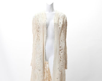 Antique Edwardian Handmade Cream Tape Lace Jacket 1900s Wedding