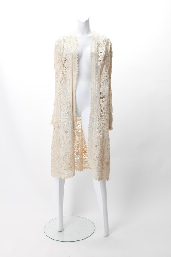 Antique Edwardian Handmade Cream Tape Lace Jacket 