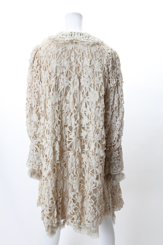 Antique Edwardian Battenburg Lace Cream Opera Coat Ha… - Gem