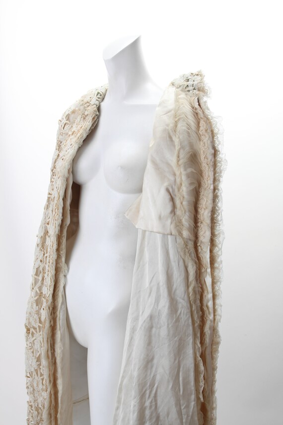 Antique Edwardian Battenburg Lace Cream Opera Coa… - image 3