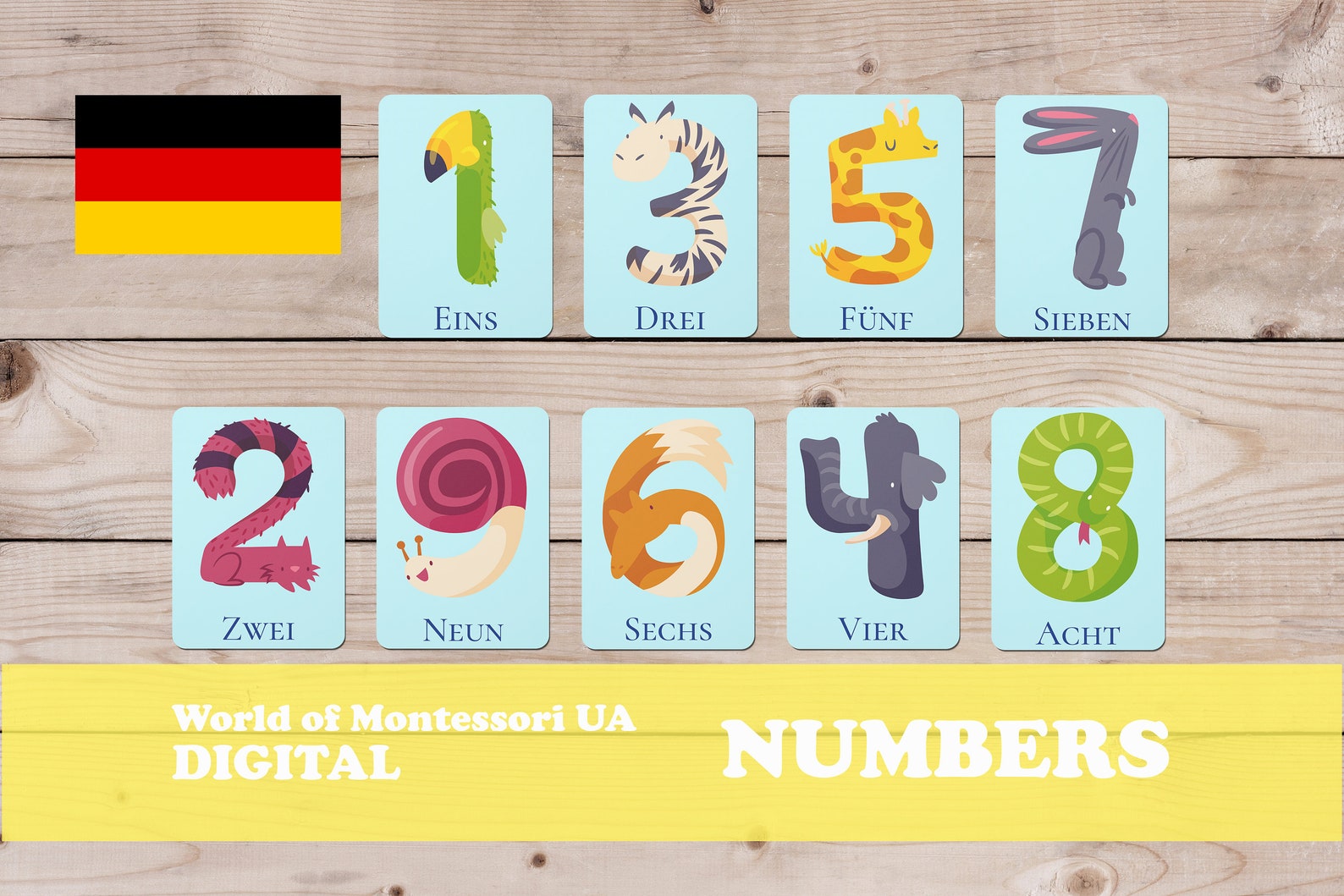 printable montessori cards with numbers in german for home