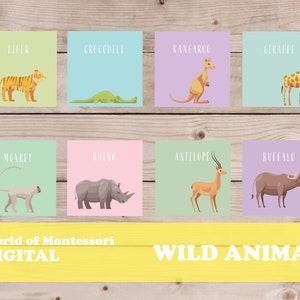 PRINTABLE MONTESSORI CARDS With Wild Animals For Home Studying