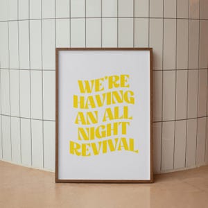 All Night Revival Print, Trendy Cowgirl Wall Art, Western Country Music Poster for Dorm Room, Rustic Farmhouse Boho Home Decor
