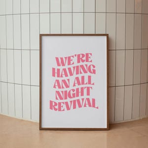 Trendy Cowgirl Wall Art – Coastal Pink Western Poster, All Night Revival College Dorm Gallery Print