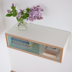 Floating bedside table | Wall box made of multiplex WHITE | Bedside table white