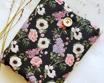 Floral Book Sleeve, Padded Book Cover, Book and Kindle Accessory, Book Protector, Book Bag, Bookish Gifts, Book Purse