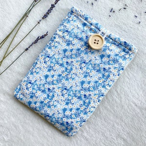 Floral Kindle Sleeve, Kindle Paperwhite Case, Blue Kindle Cover, Bookish Gifts, Kindle Protector, Book Accessories, Padded Kindle Pouch image 1
