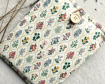 Floral Book Sleeve, Padded Book Cover, Book Purse, Fabric Book Pouch, Book and Kindle Accessories, Book Lover Gift, Book Protector, Book Bag