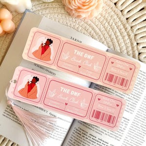 DNF Book Club Bookmark with Tassel, Ticket Bookmark, Book Accessories, Book Lover Gift, Book Page Holder, Bookish Gifts for Readers