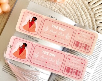 DNF Ticket Book Club Bookmark with Tassel, Book Accessories, Bookish Gifts for Bookworms