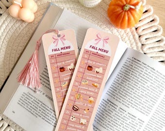 Gemütliches Lesezeichen mit Herbstmenü und Quaste, Buchaccessoires, Geschenkideen für Leseratten und Bücherwürmer