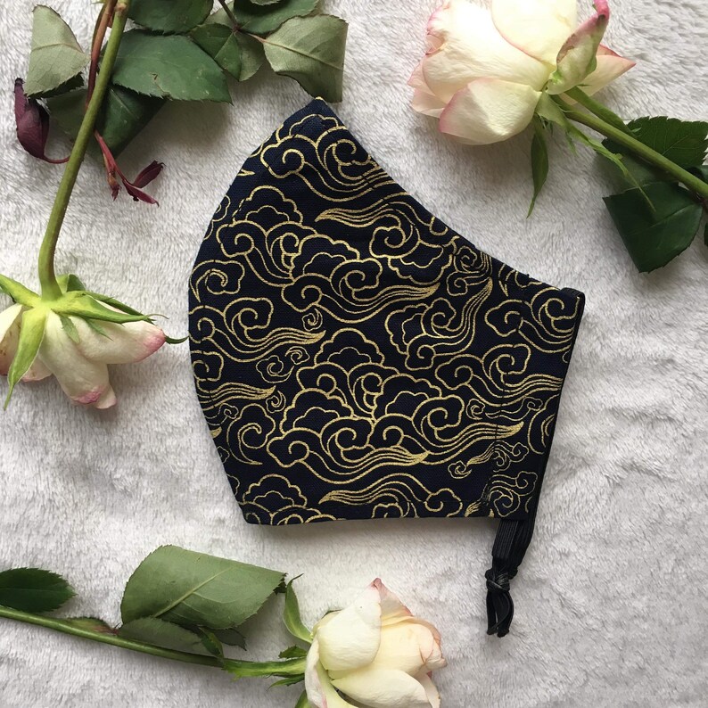 Japanese Face Mask Gold Mask Fitted Mask Washable and Etsy UK