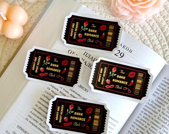 Donkere romantiek boeksticker, boekenclub Kindle-sticker, ticketsticker pittige roetvlek, Kindle-accessoires, leesgrage cadeaus voor lezers, leesgrage merchandise