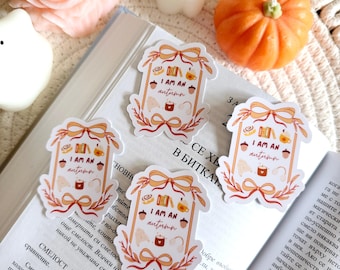 I Am An Autumn Sticker, Fall Kindle Sticker, Cosy Coquette Reading Sticker, Kindle Accessories, Bookish Gifts for Readers, Bookish Merch