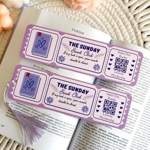 Sunday Bookmark, Ticket Bookmark, Book Club Bookmark, Bookish Accessories, Book Lover Gift, Book Page Holder, Cute Gifts for Readers